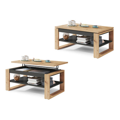 NUO Lift Top Coffee Table Contemporary Style - Artisan Oak / Anthracite