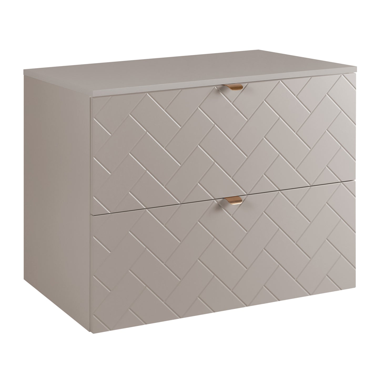 Trend Herringbone Pattern Door 80cm Bathroom Cabinet Vanity Unit with Worktop - Cashmere