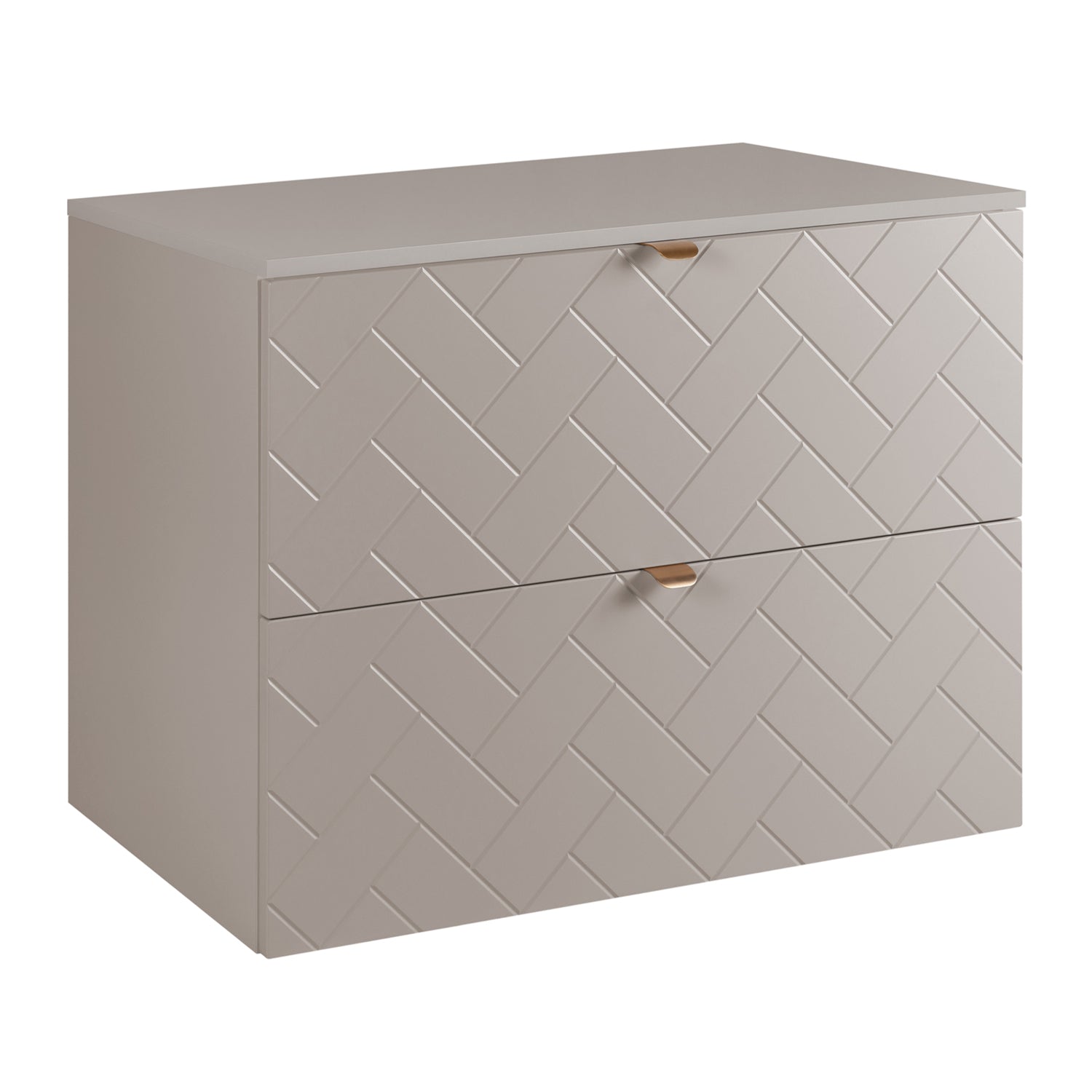 Trend Herringbone Pattern Door 80cm Bathroom Cabinet Vanity Unit with Worktop - Cashmere