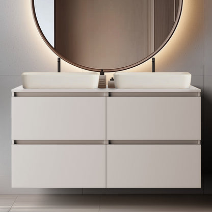Simple Minimalist Bathroom Vanity Cabinet 120cm with Worktop Basins - Cashmere