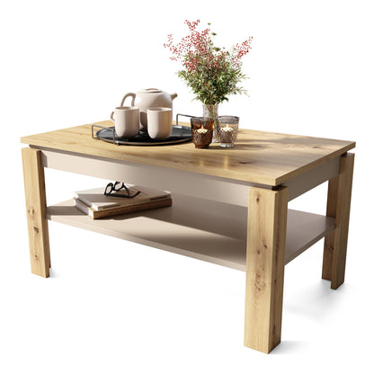 Asti-R Extending Coffee Table Contemporary Style - Artisan Oak / Beige