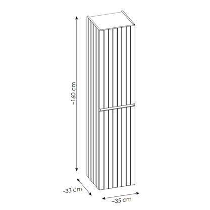 Iconic 2 Door Tall Wall Mounted Bathroom Cabinet - Rose