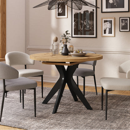 Renzo Extending Modern Dining Table – Artisan Oak / Black