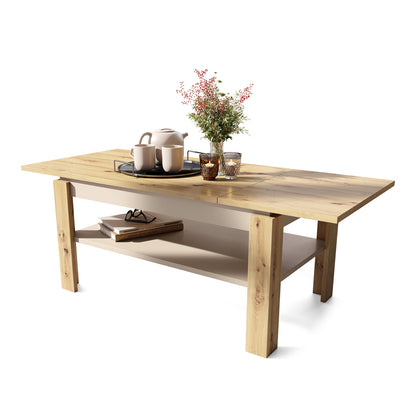 Asti-R Extending Coffee Table Contemporary Style - Artisan Oak / Beige