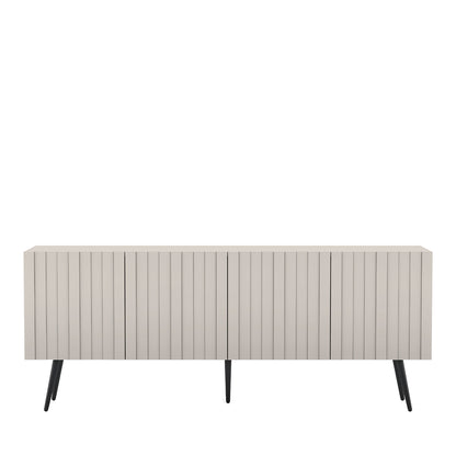 Elpis Glamour Standing TV Cabinet Media Unit with Storage 4D 150cm - Cashmere Matt / Black Legs