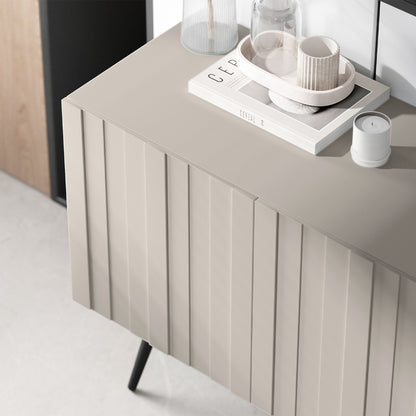 Elpis Glamour Standing TV Cabinet Media Unit with Storage 4D 150cm - Cashmere Matt / Black Legs