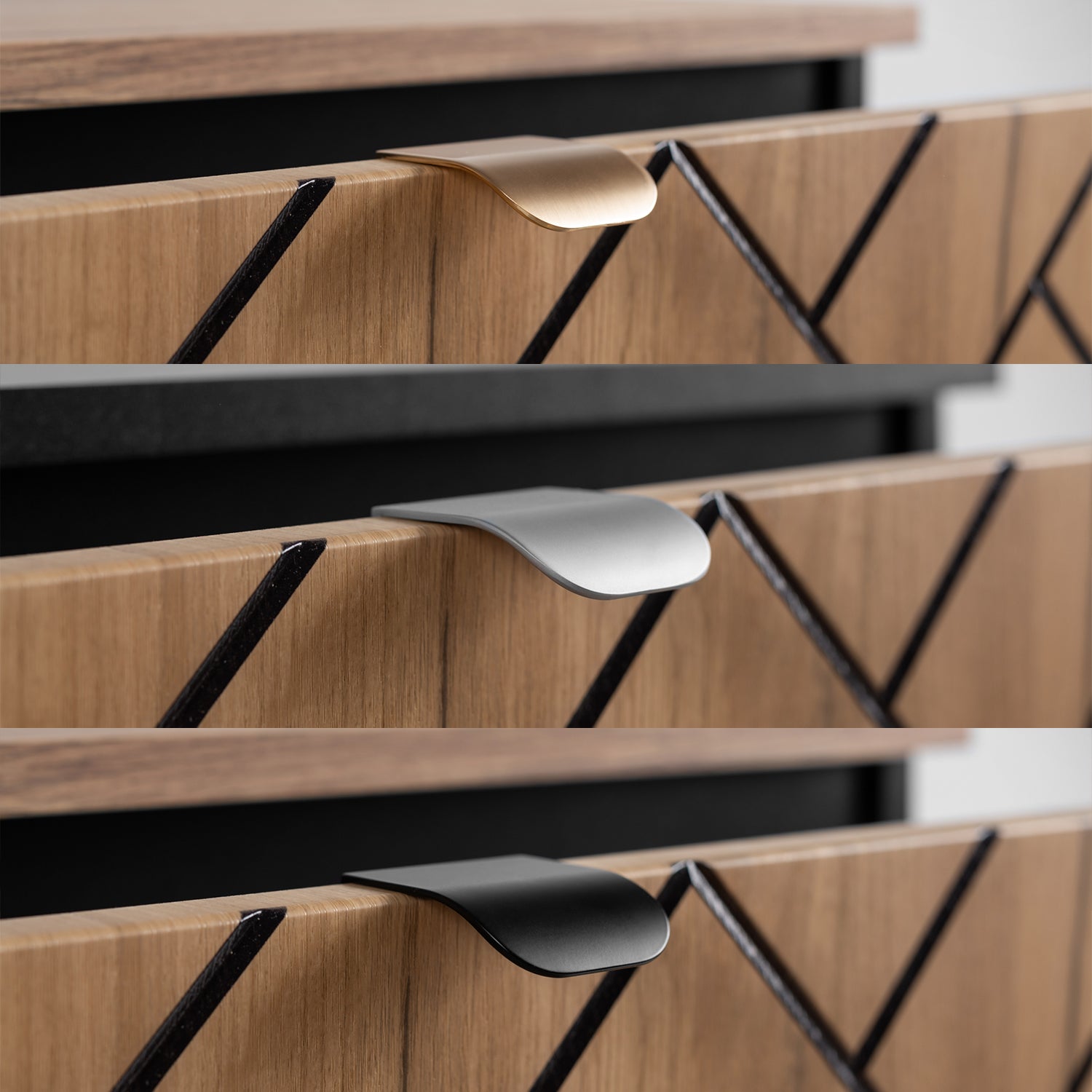 Trend Herringbone Pattern Door 60cm Bathroom Cabinet Vanity Unit with Worktop - Gold Craft Oak / Black