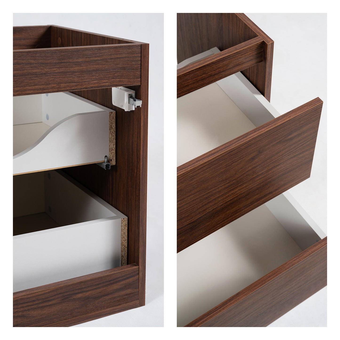 Simple Minimalist Bathroom Vanity Cabinet 120cm with Worktop Basins - Walnut