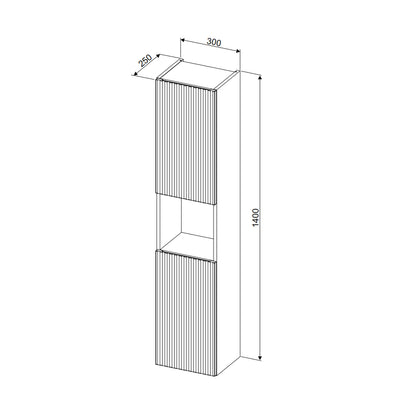 Line Reed 2 Door Tall Bathroom Cabinet - Sage