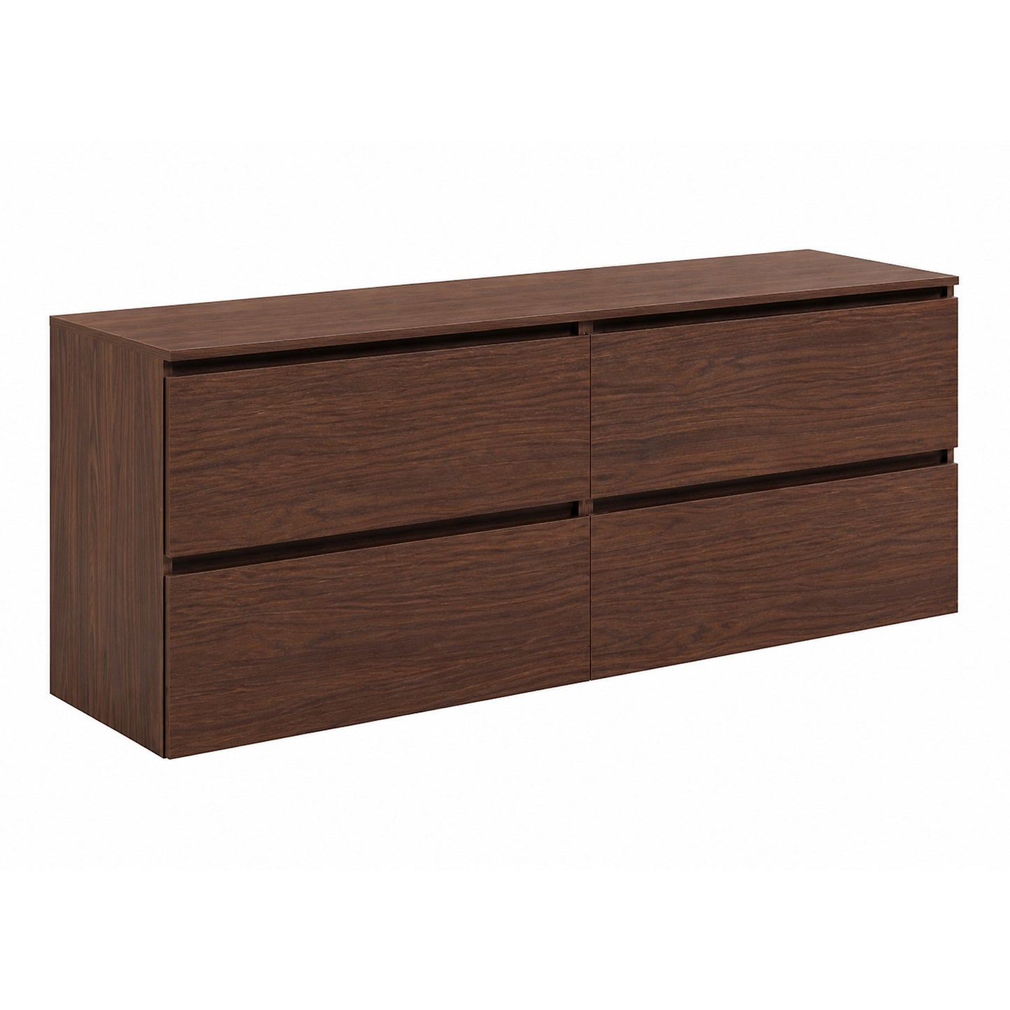 Simple Minimalist Bathroom Vanity Cabinet 120cm with Worktop Basins - Walnut
