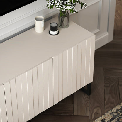 Elpis Glamour Standing TV Cabinet Media Unit with Storage 4D 150cm - Cashmere Matt / Black Frame