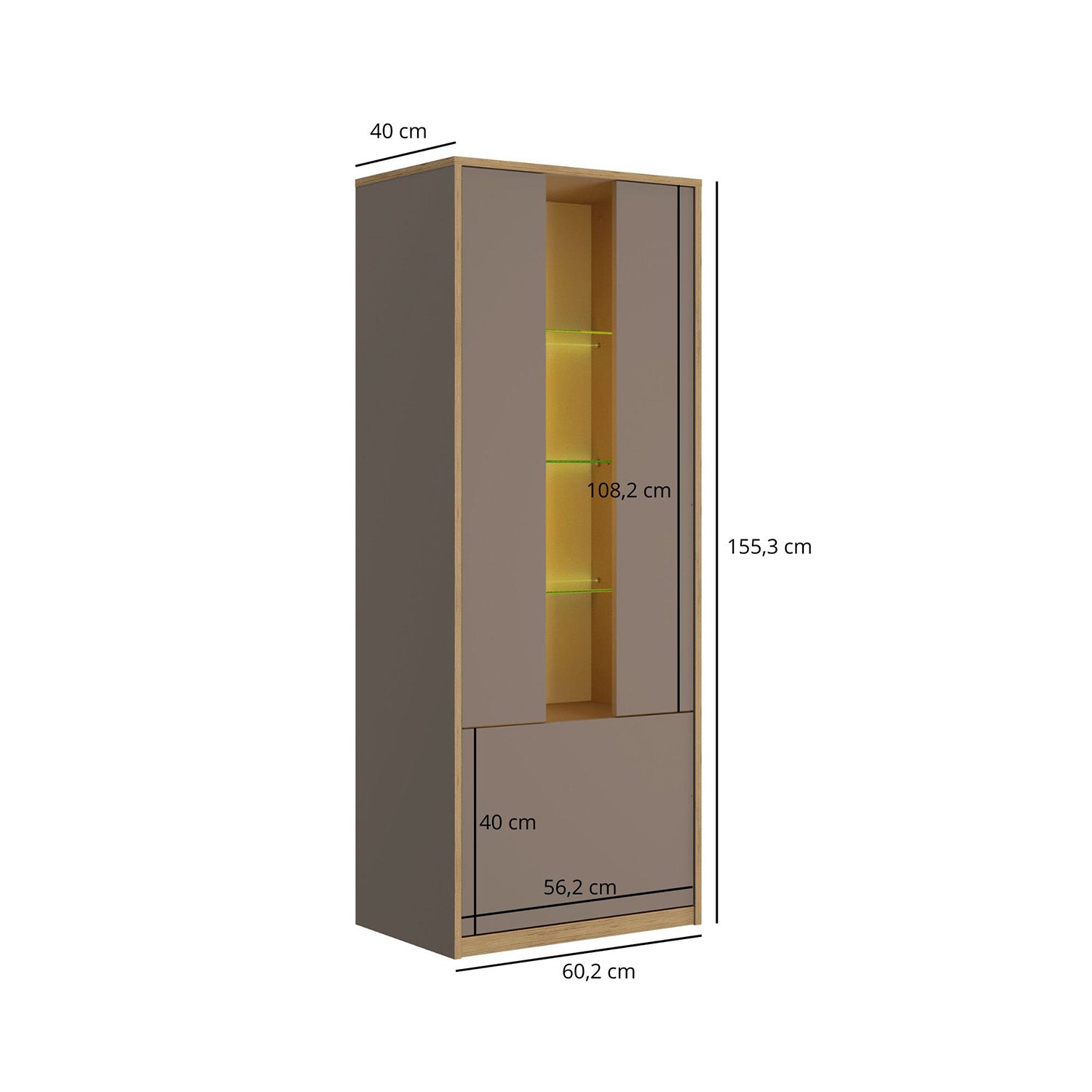 Complex 2 Door Low Display Cabinet Modern Style - Grey