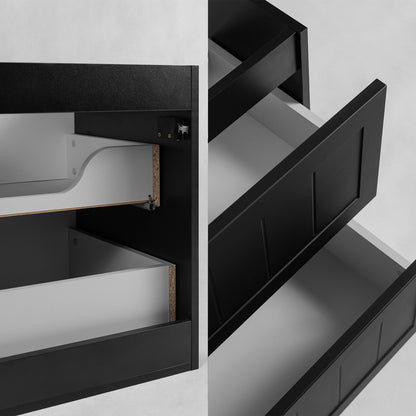 Gusto Scandi Style Bathroom Wall Cabinets Vanity Unit with Worktop Set 35cm & 60cm - Black