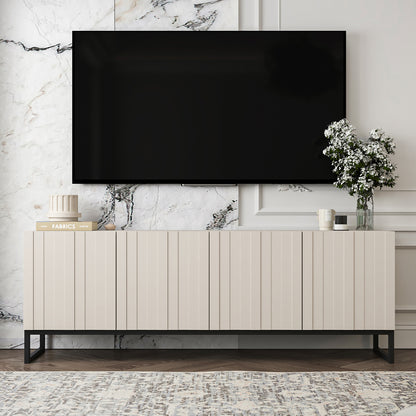 Elpis Glamour Standing TV Cabinet Media Unit with Storage 4D 150cm - Cashmere Matt / Black Frame