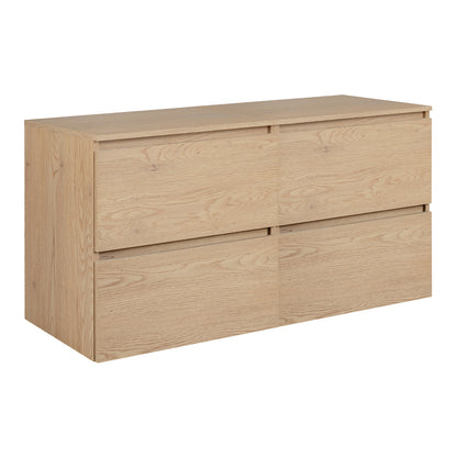 Simple Minimalist Bathroom Vanity Cabinet 120cm with Worktop Basins - Light Oak