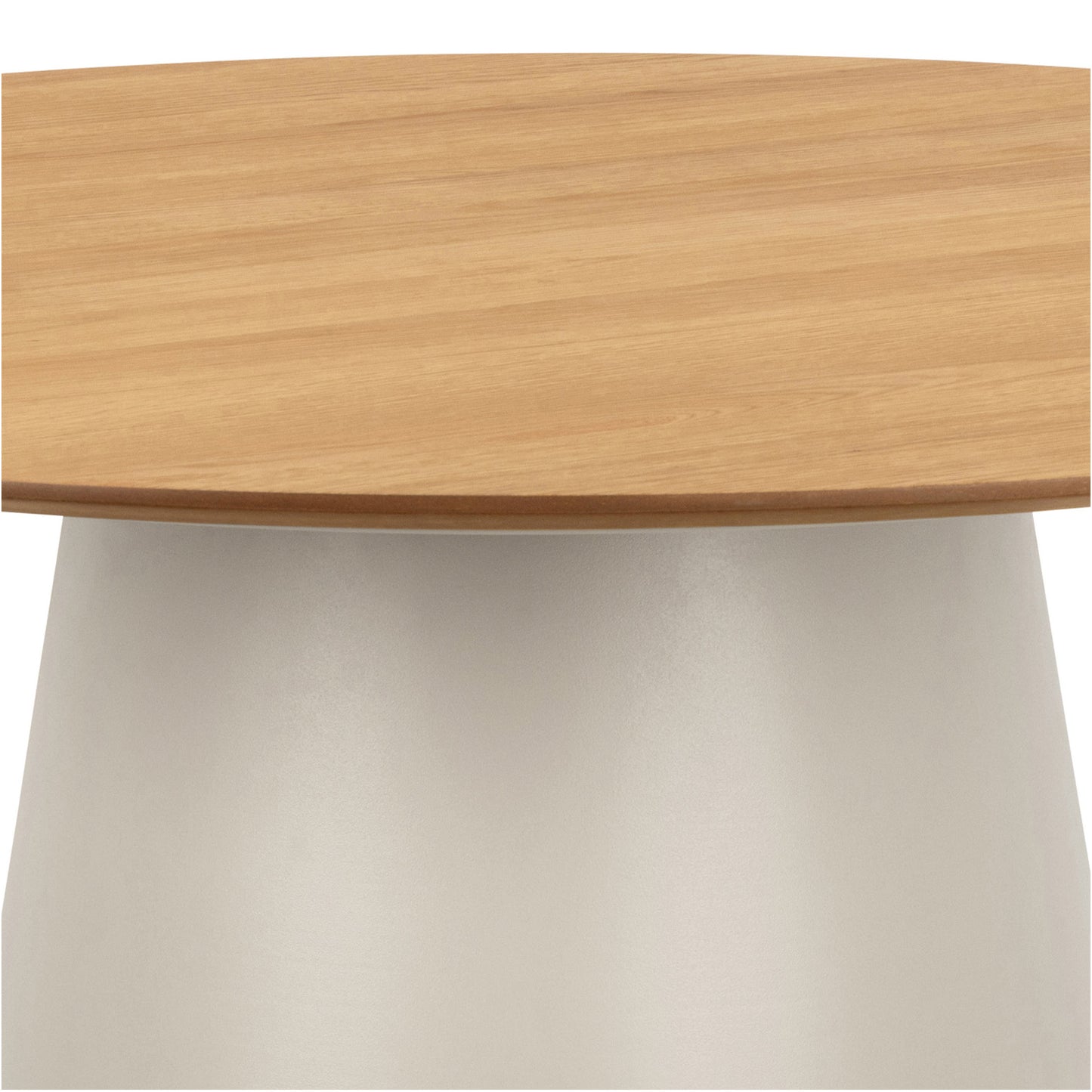 Bosco Dining Table Round Modern Steel Base & Wood Veneer - Natural Oak /Cashmere