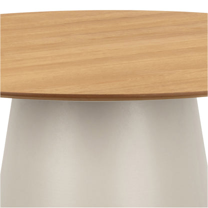 Bosco Dining Table Round Modern Steel Base & Wood Veneer - Natural Oak /Cashmere