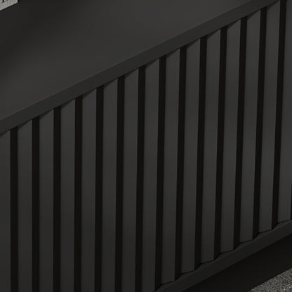 Aurora Rouded Corners Flutted TV Unit 280cm Glamour Style with Plinth Stand - Black