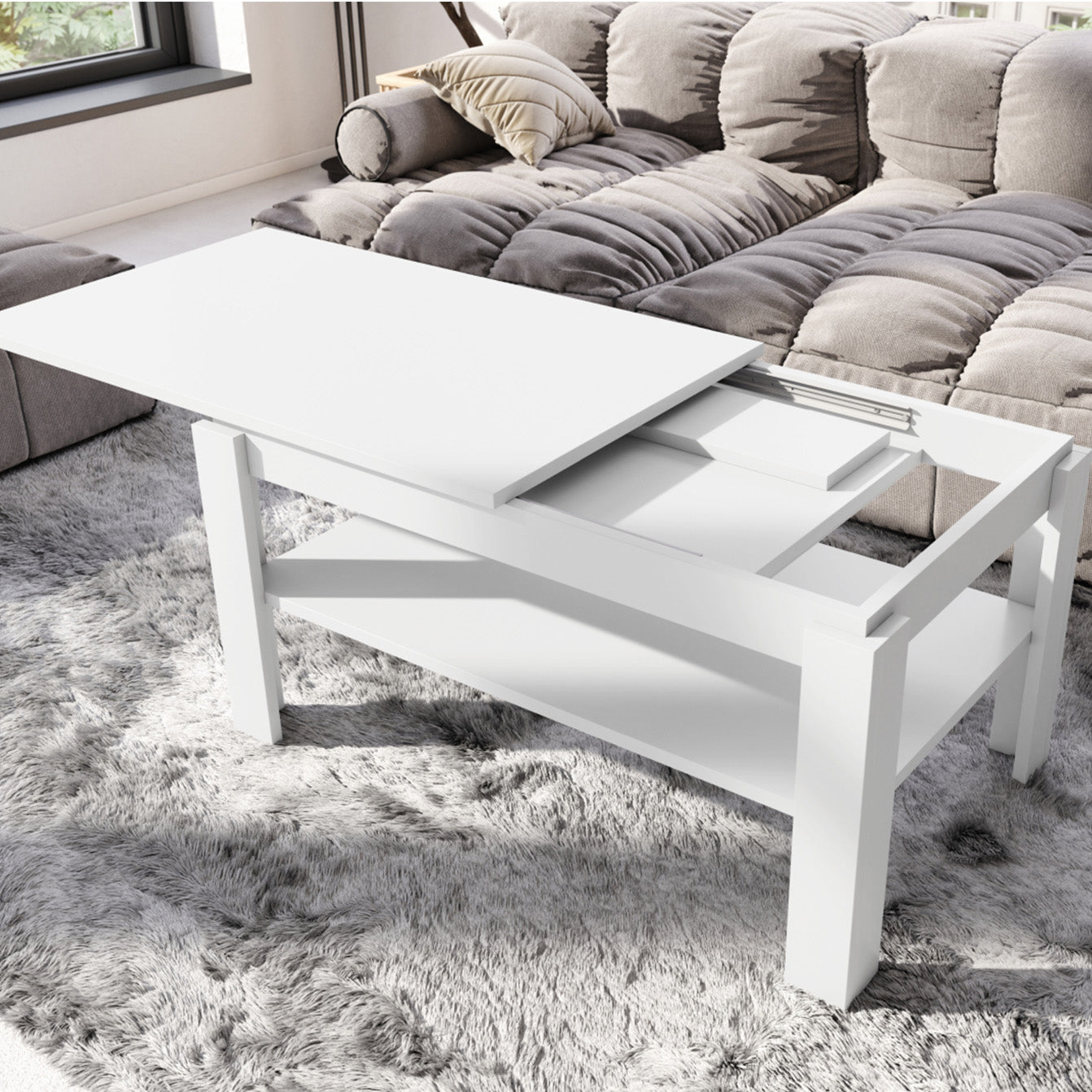 Asti-R Extending Coffee Table Contemporary Style - White Matt