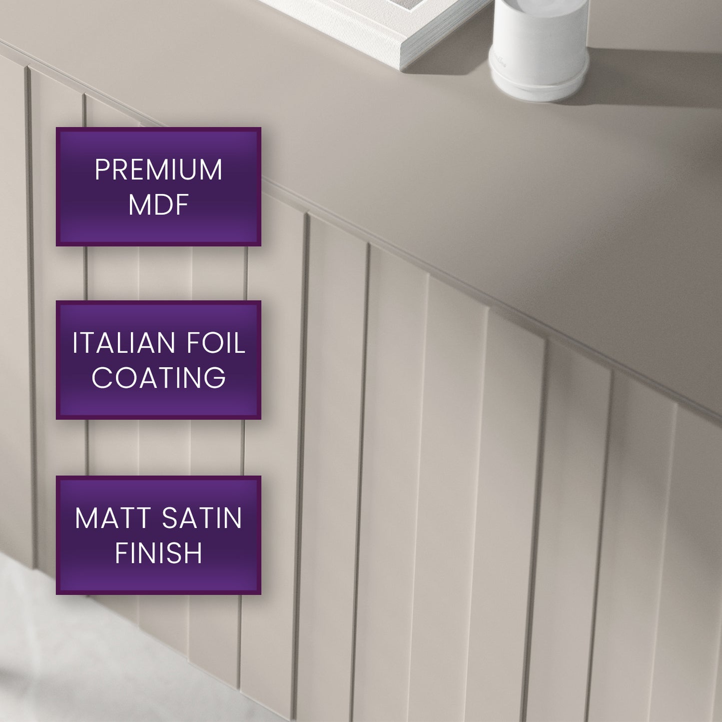 Elpis Glamour Wall-Mounted TV Cabinet with Storage 4D 150cm - Cashmere Matt