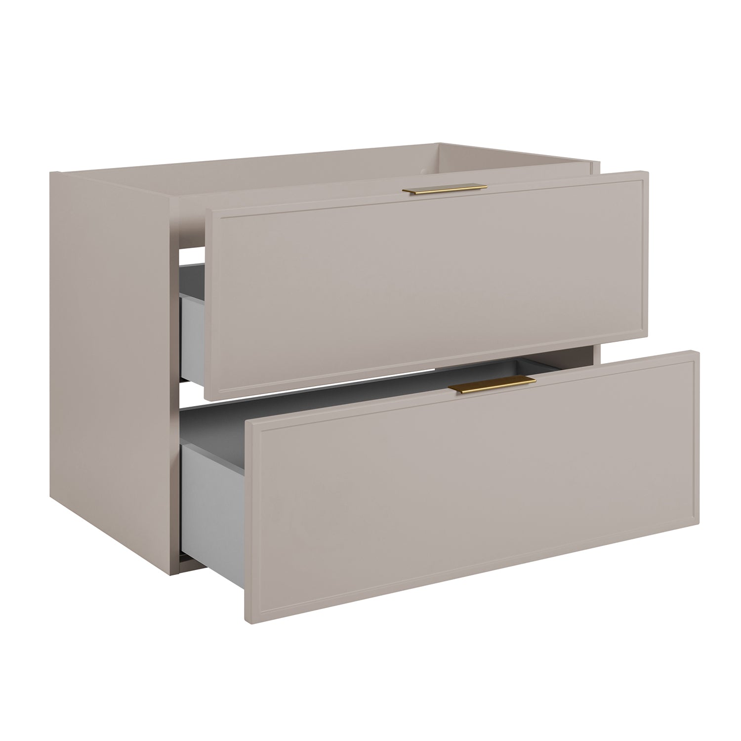 Simple Modern 2 Drawer Bathroom Cabinet Vanity Unit 80cm with Worktop - Cashmere