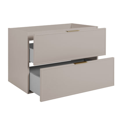 Simple Modern 2 Drawer Bathroom Cabinet Vanity Unit 80cm with Worktop - Cashmere