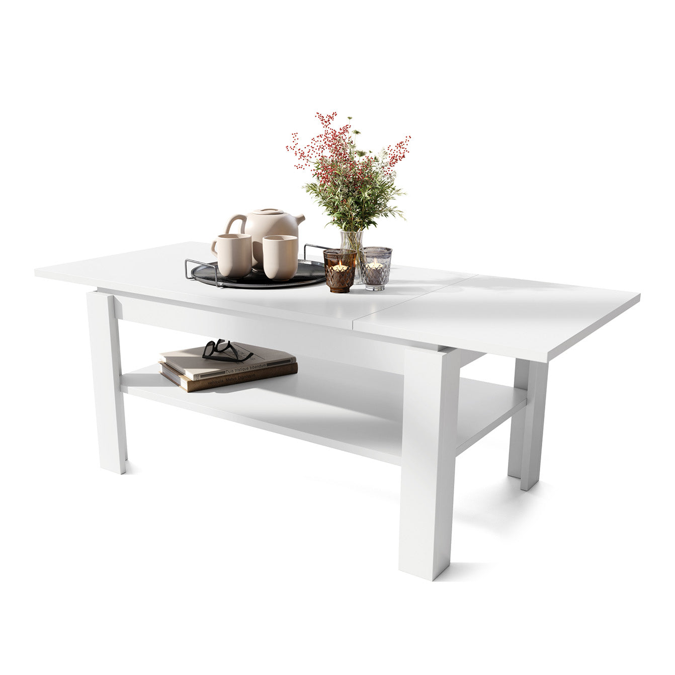 Asti-R Extending Coffee Table Contemporary Style - White Matt
