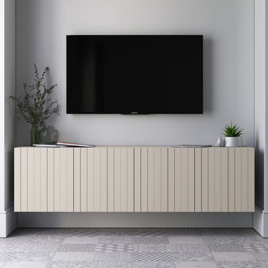 Elpis Glamour Wall-Mounted TV Cabinet with Storage 4D 150cm - Cashmere Matt