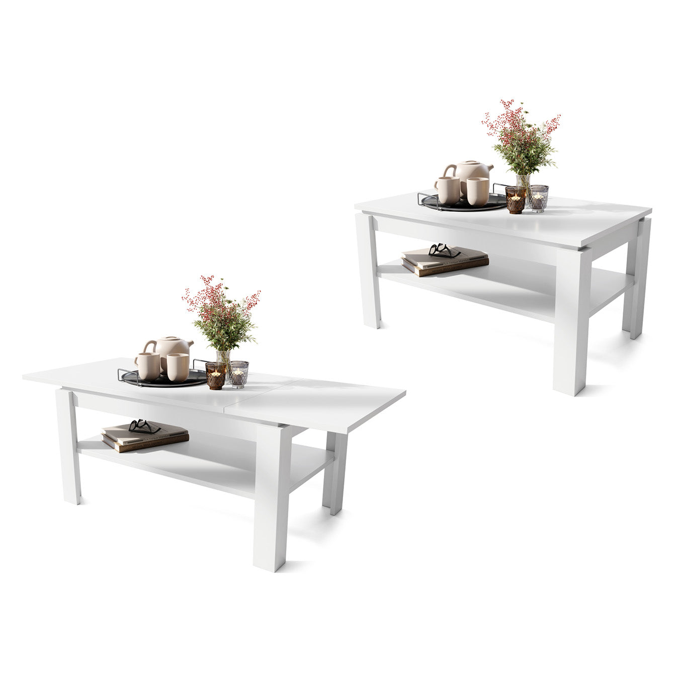 Asti-R Extending Coffee Table Contemporary Style - White Matt