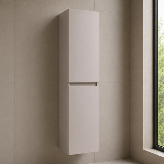 Simple Minimalist 2 Door Tall Bathroom Cabinet 136cm - Cashmere