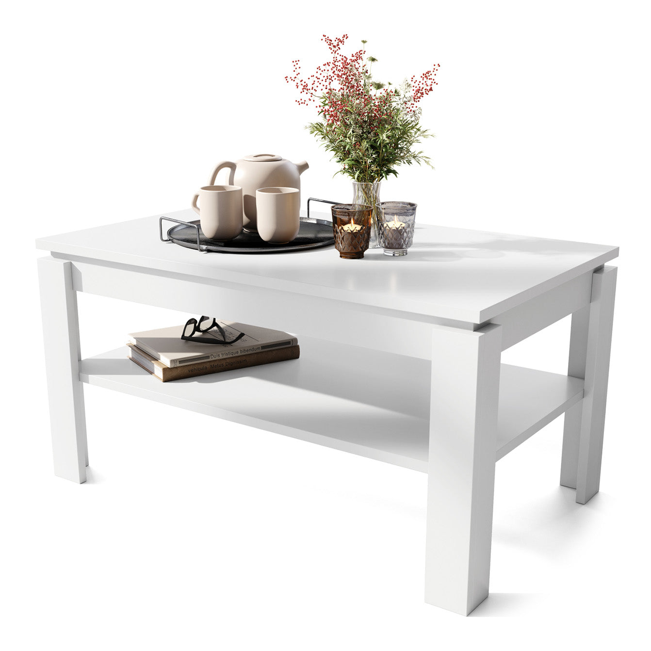 Asti-R Extending Coffee Table Contemporary Style - White Matt