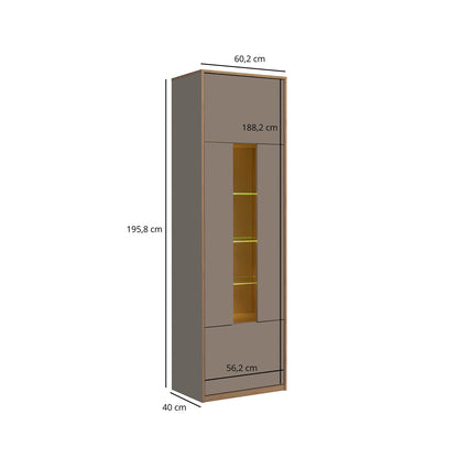 Complex 1 Door Display Cabinet Modern Style - Grey