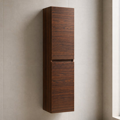 Simple Minimalist 2 Door Tall Bathroom Cabinet 136cm - Walnut