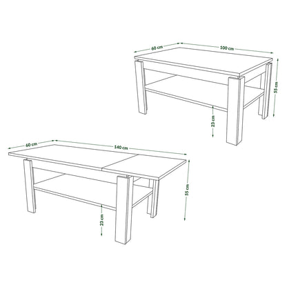 Asti-R Extending Coffee Table Contemporary Style - White Matt