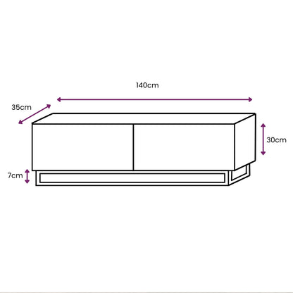 Selene Modern Ribbed-Texture TV Unit with Storage – Cashmere / Black Frame