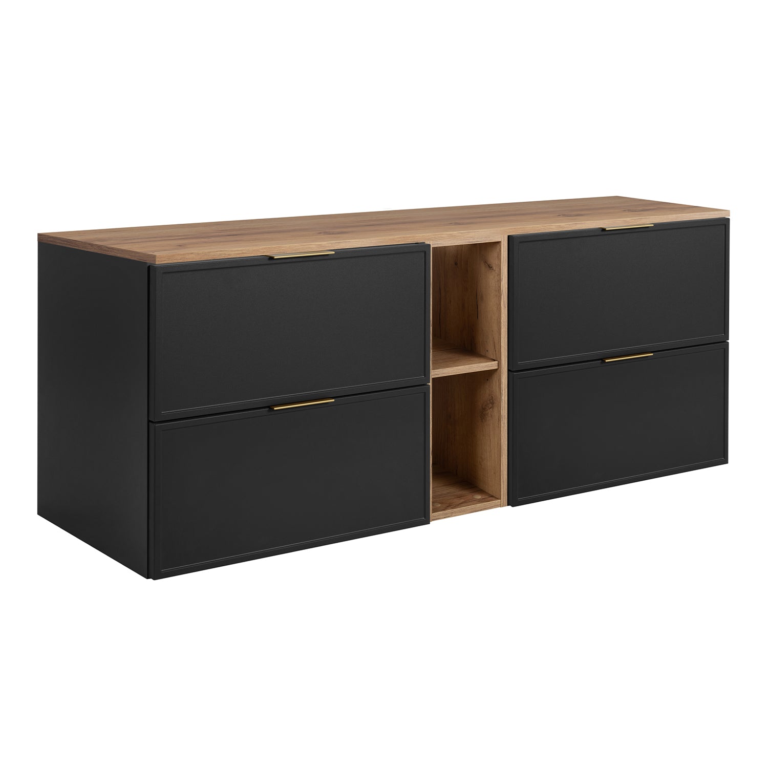 Simple Modern 4 Drawer Bathroom Cabinet Vanity Unit with Extra Storage 140cm with Worktop - Anthracite