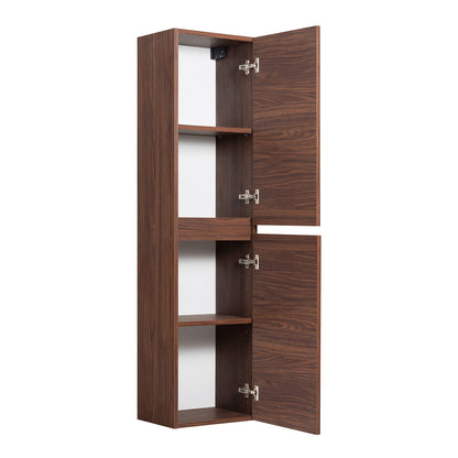 Simple Minimalist 2 Door Tall Bathroom Cabinet 136cm - Walnut