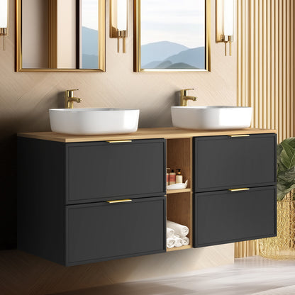 Simple Modern 4 Drawer Bathroom Cabinet Vanity Unit with Extra Storage 140cm with Worktop - Anthracite