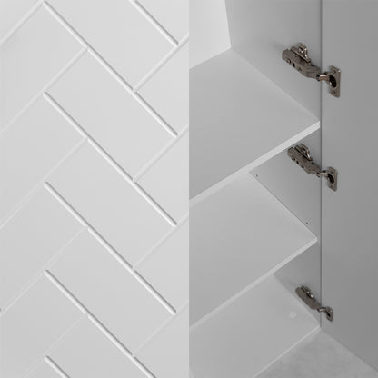 Trend Herringbone Pattern Door Bathroom Cabines Vanity Units Set with Worktop 60cm & 35cm - White