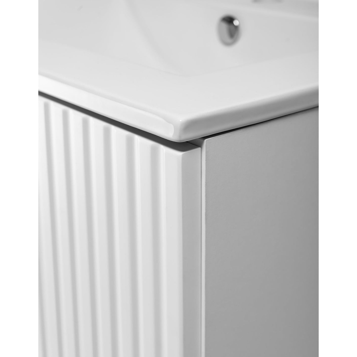 Flow Wall-Mounted 2 Drawer Bathroom Vanity Cabinet with Worktop 80cm - White / Gold Craft Oak