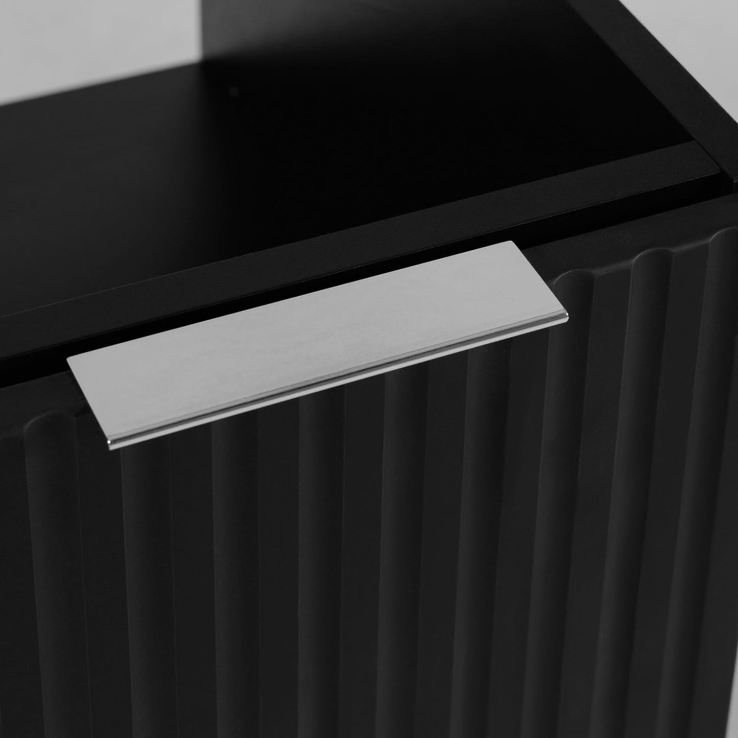 Flow 1 Door Fluted Bathroom Vanity Cabinet with Worktop 40cm - Black