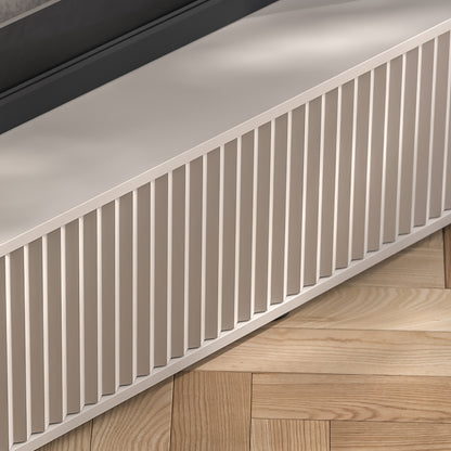 Aurora Rounded Corner Fluted TV Unit 140cm Glamour Style with Floor Pads - Cashmere