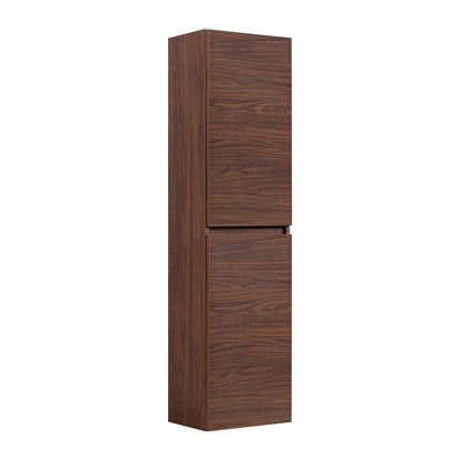 Simple Minimalist 2 Door Tall Bathroom Cabinet 136cm - Walnut
