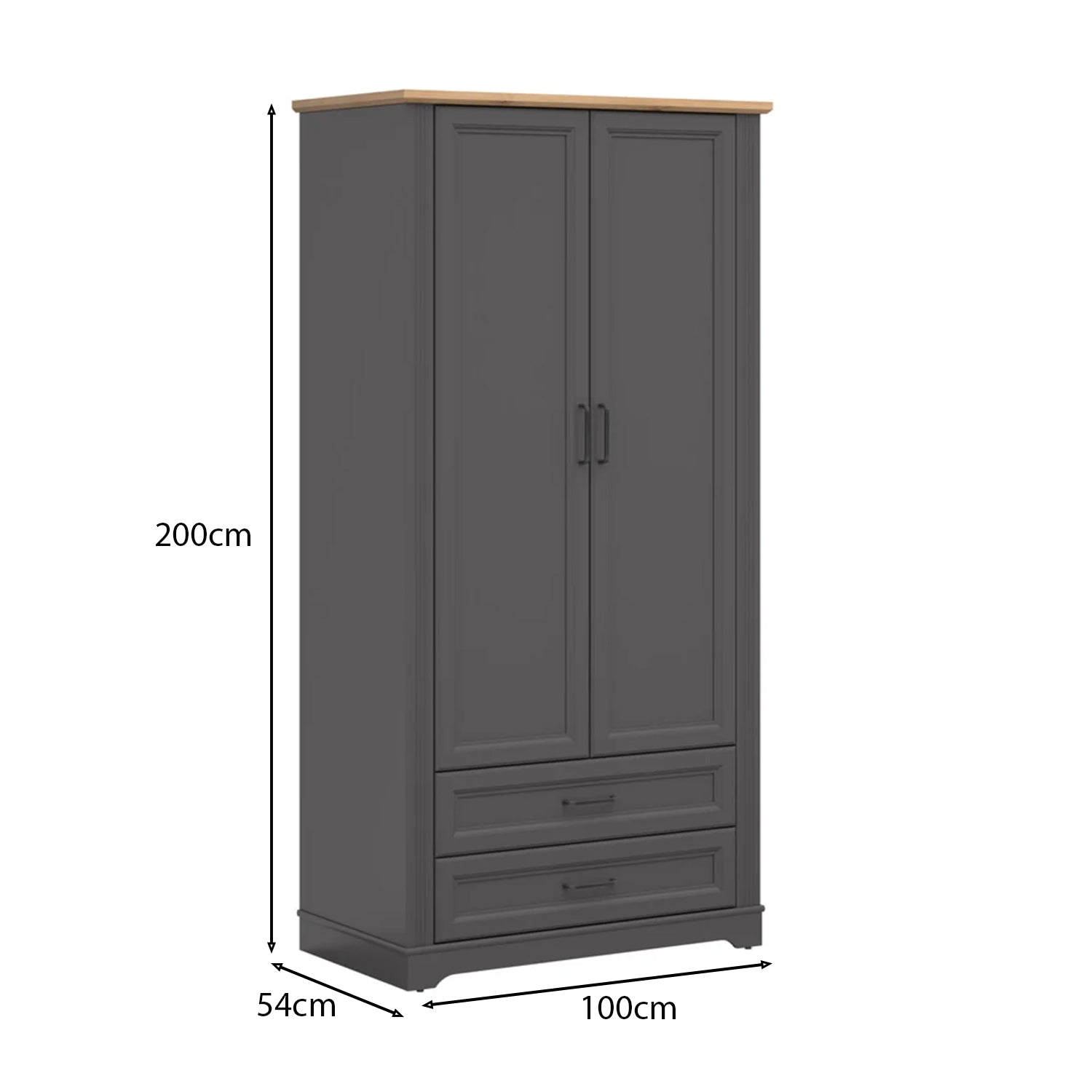Toya Tall Storage Wardrobe with Drawers - Graphite / Artisan Oak