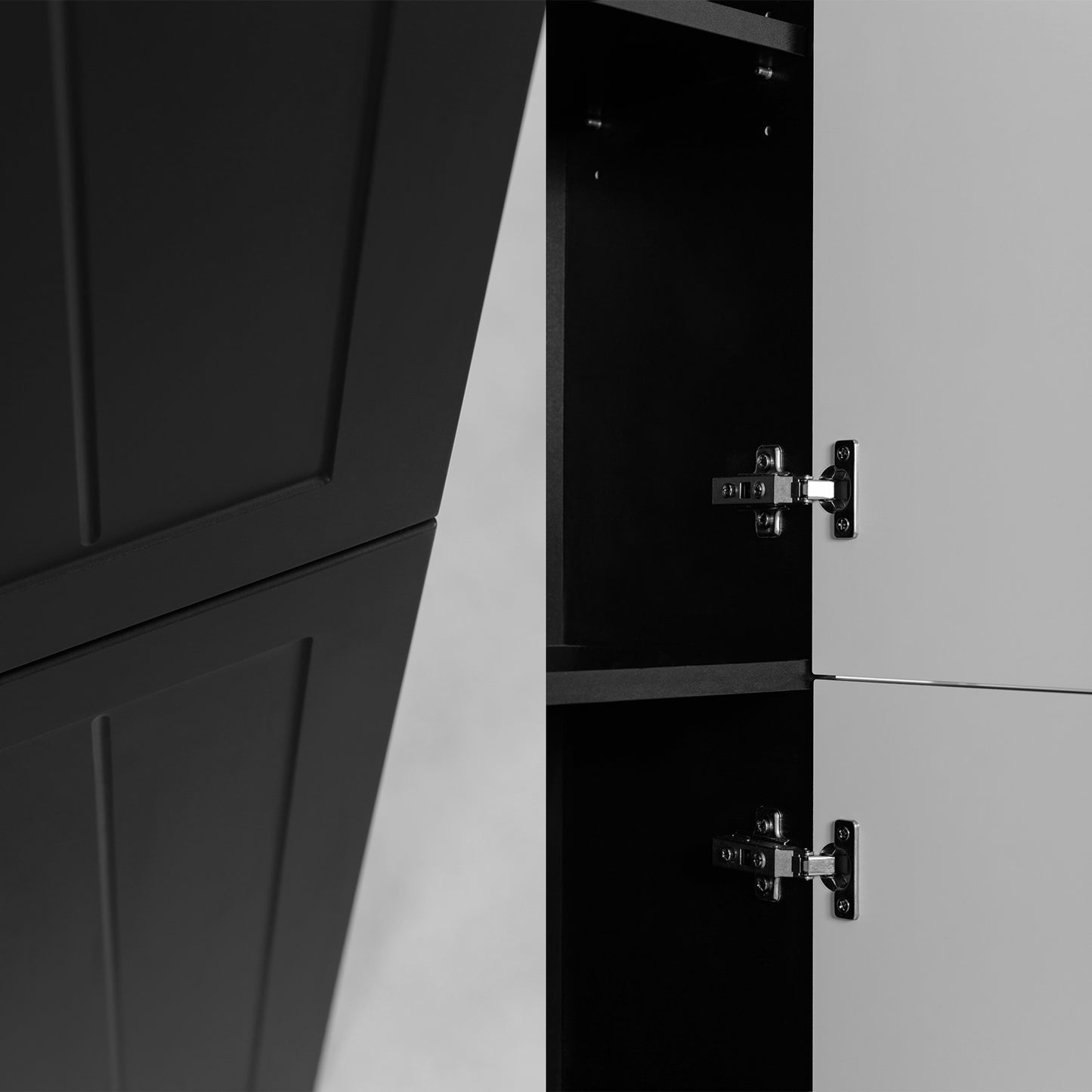 Gusto Scandi Style Bathroom Wall Cabinets Vanity Unit with Worktop Set 35cm & 80cm - Black