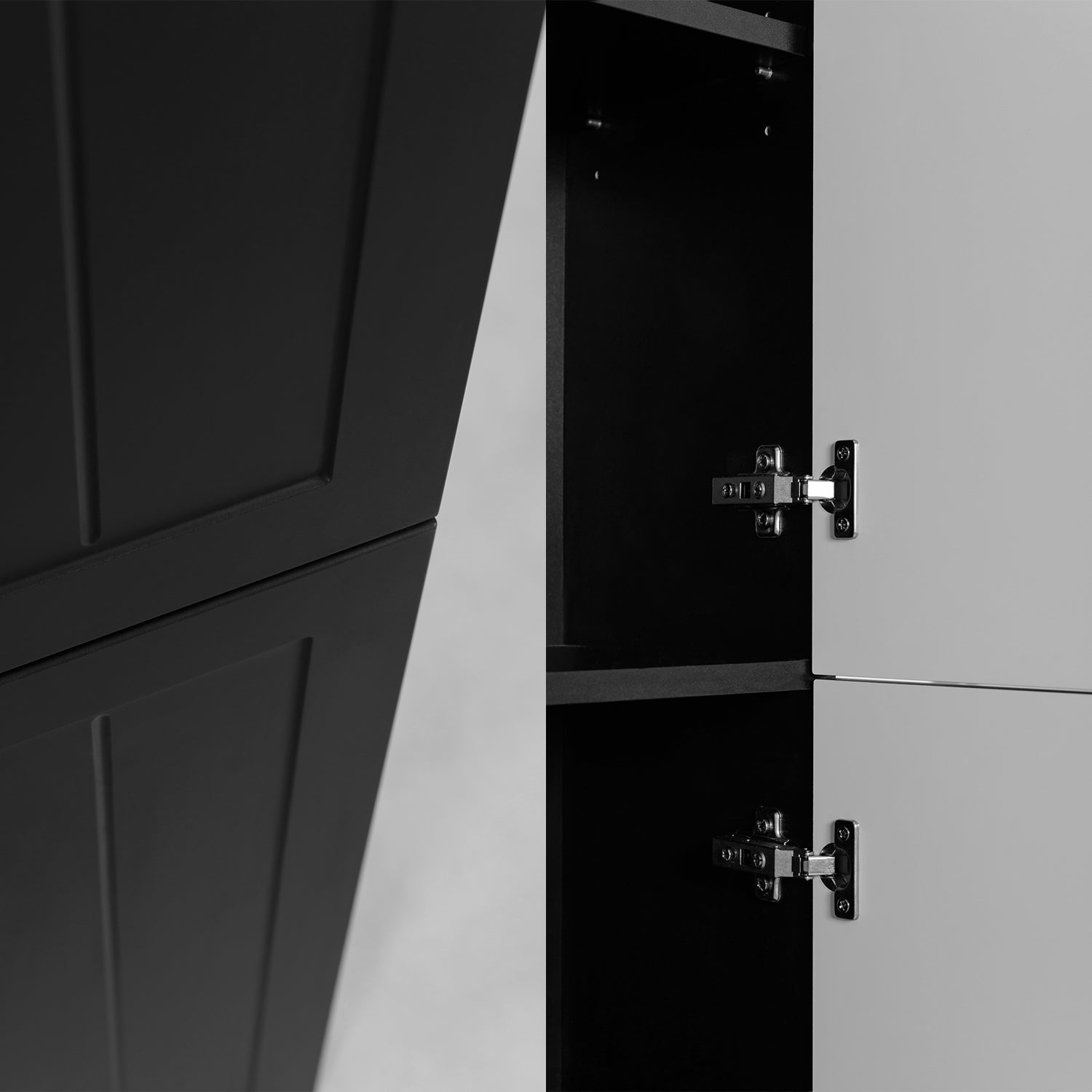 Gusto Scandi Style Bathroom Wall Cabinets Vanity Unit with Worktop Set 35cm & 80cm - Black