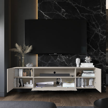 Elpis Glamour Wall-Mounted TV Cabinet with Storage 2D1K 150cm - Cashmere Matt