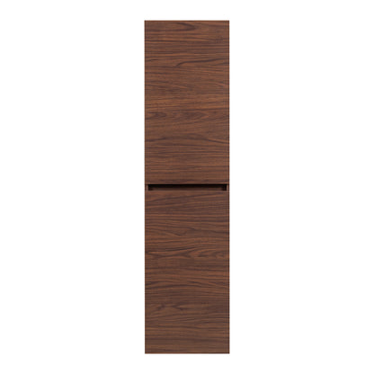 Simple Minimalist 2 Door Tall Bathroom Cabinet 136cm - Walnut