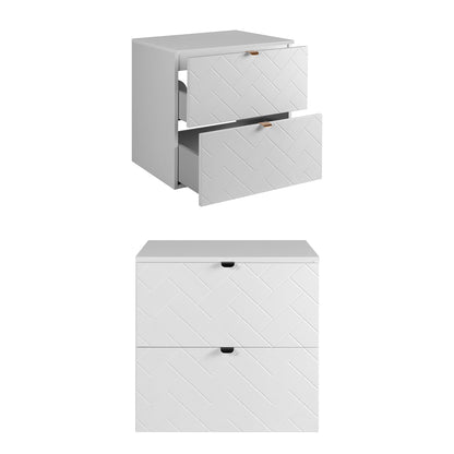 Trend Herringbone Pattern Door Bathroom Cabines Vanity Units Set with Worktop 60cm & 35cm - White