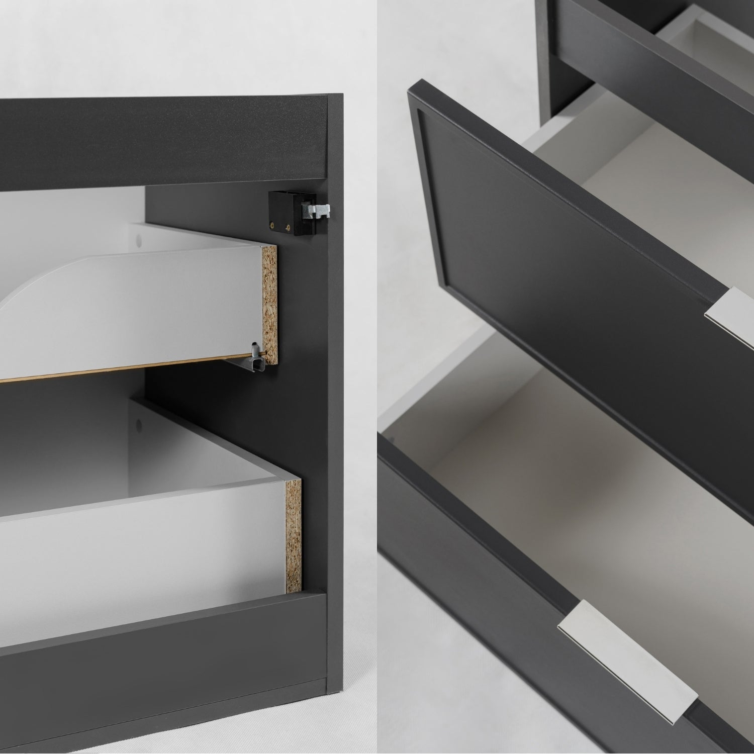 Simple Modern 4 Drawer Bathroom Cabinet Vanity Unit with Extra Storage 140cm with Worktop - Anthracite